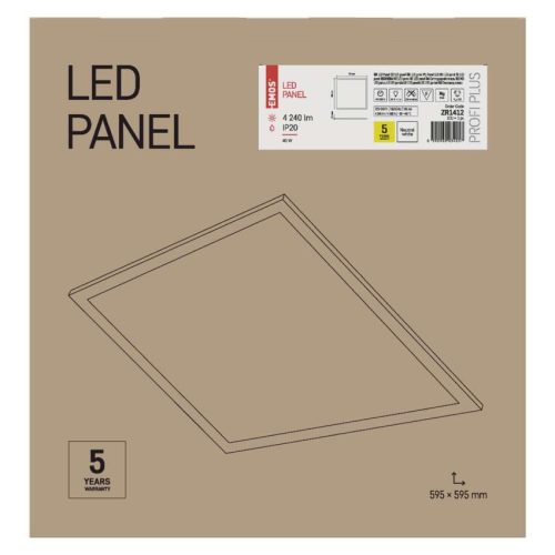 Emos Proxo LED panel beépíthető négyzet 4240lm term. fehér, 595×595×10,4 mm