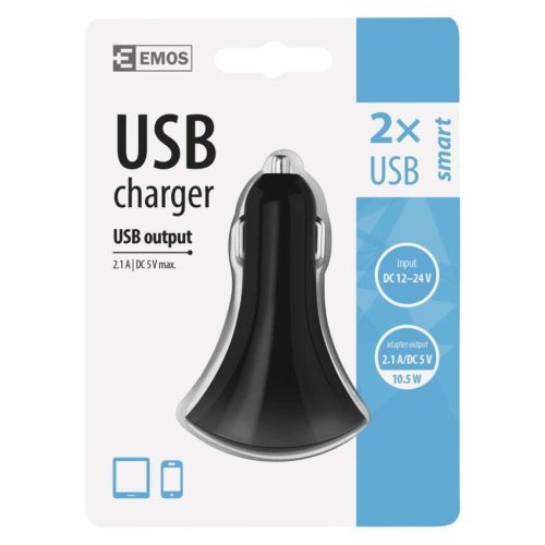 EMOS autós USB töltő 2.1A (10.5W), 2 port