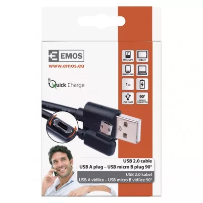 Töltő- és adatkábel USB-A 2.0 / micro USB-B 2.0, Quick Charge, 1 m, fekete