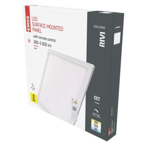 EMOS LED MENNYEZETI PANEL RIVI 60x60, 40W, DIMM., ÁLLÍTHATÓ SZÍNHŐM.