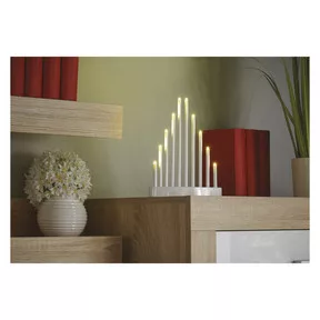 LED gyertyatartó, fehér, 24,5 cm, 3x AA, beltéri, meleg fehér, időzítő