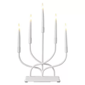   LED gyertyatartó, fém, fehér, 40 cm, 2x AA, beltéri, meleg fehér