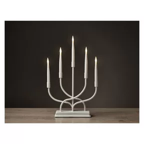 LED gyertyatartó, fém, fehér, 40 cm, 2x AA, beltéri, meleg fehér