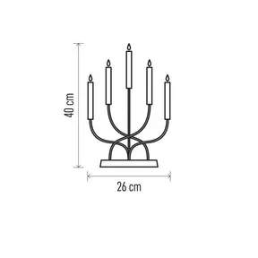 LED gyertyatartó, fém, fehér, 40 cm, 2x AA, beltéri, meleg fehér