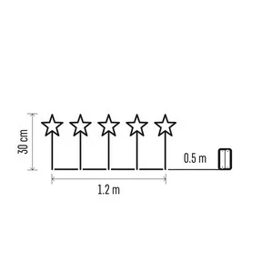 LED karácsonyi leszúrható csillagok, 35 cm, kültéri és beltéri, meleg fehér, időzítő