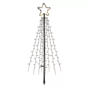   LED karácsonyfa, fém, 180 cm, kültéri és beltéri, meleg fehér, időzítő