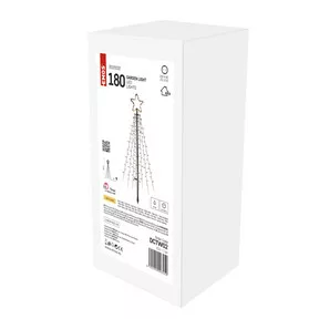 LED karácsonyfa, fém, 180 cm, kültéri és beltéri, meleg fehér, időzítő