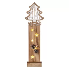   LED karácsonyfa fából, 48 cm, 2x AA, beltéri, meleg fehér, időzítő