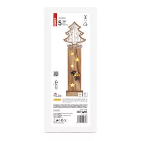 LED karácsonyfa fából, 48 cm, 2x AA, beltéri, meleg fehér, időzítő