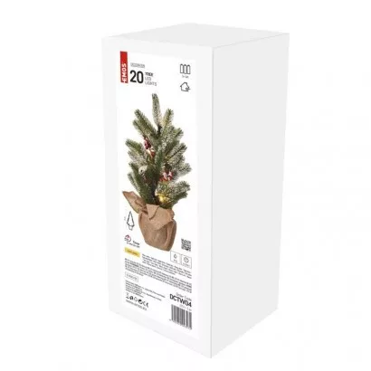 LED karácsonyfa, havas, 52 cm, 3x AA, beltéri, meleg fehér, időzítő