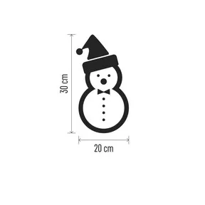 LED karácsonyi hóember, fa, 30 cm, 2x AA, beltéri, meleg fehér, időzítő