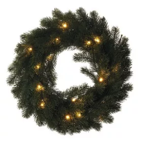   LED karácsonyi koszorú, 40 cm, 2x AA, beltéri, meleg fehér, időzítő