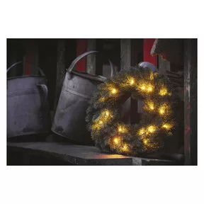LED karácsonyi koszorú, 40 cm, 2x AA, beltéri, meleg fehér, időzítő