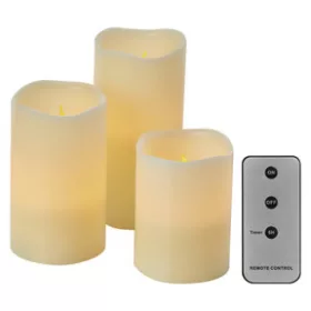   LED dekoráció – 3x viaszgyertya, 3x 3x AAA, beltéri, vintage, távirányító