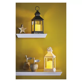 LED dekoráció – lámpa, antik, fehér, villogó, 3x AAA, beltéri, vintage, időzítő