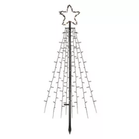   LED karácsonyfa, fém, 180 cm, kültéri és beltéri, hideg fehér, időzítő
