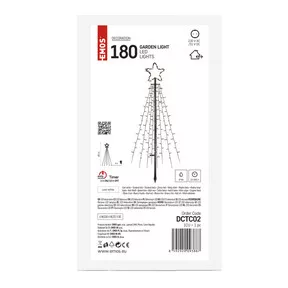 LED karácsonyfa, fém, 180 cm, kültéri és beltéri, hideg fehér, időzítő