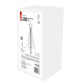 LED karácsonyfa, fém, 180 cm, kültéri és beltéri, hideg fehér, időzítő