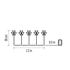 LED karácsonyi leszúrható hópelyhek, 35 cm, 3x AA, kültéri és beltéri, hideg fehér, időz.