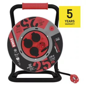   Kültéri kábeldob IP44, 25 m, 4 aljzat, fekete / gumi-neoprén / 230V / 1,5 mm2