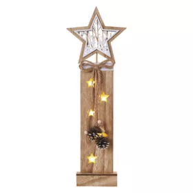   LED dekoráció, fa – csillagok, 48 cm, 2x AA, beltéri, meleg fehér, időzítő