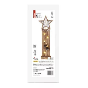 LED dekoráció, fa – csillagok, 48 cm, 2x AA, beltéri, meleg fehér, időzítő