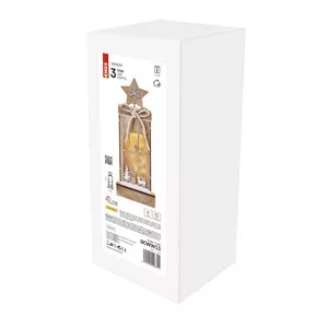 LED dekoráció, fa – téli tájkép, 34 cm, 2x AA, beltéri, meleg fehér, időzítő