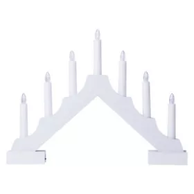   LED gyertyatartó, fa, fehér, 29 cm, 2x AA, beltéri, meleg fehér, időzítő