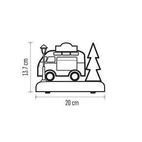 LED karácsonyi autó, 13,7 cm, 3x AA, beltérre, meleg fehér