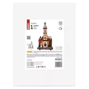 LED karácsonyi templom, 17,5 cm, 3x AA, beltérre, meleg fehér