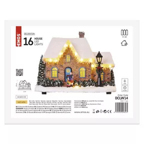 LED karácsonyi házikó, 20,5 cm, 3x AA, beltérre, meleg fehér