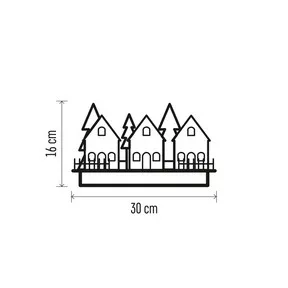 LED dekoráció, fa, fehér – falu, 16 cm, 2x AA, beltéri, meleg fehér, időzítő
