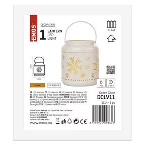 LED dekoráció – lámpa hópelyhekkel, fém, fehér, 14 cm, 3x AAA, beltéri, vintage