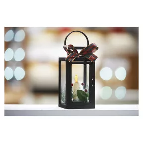 LED dekoráció – karácsonyi lámpa gyertyával, fekete, 20 cm, 3x AAA, beltéri, vintage