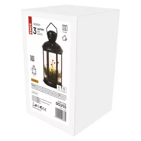 LED dekoráció – karácsonyi lámpa gyertyákkal, fekete, 35,5 cm, 3x C, beltéri, vintage