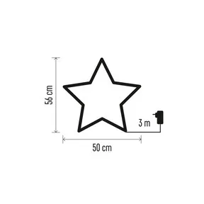 LED karácsonyi csillag, fém, 56 cm, kültéri és beltéri, meleg fehér