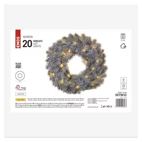 LED dekoráció – adventi koszorú, 40 cm, 2x AA, beltéri, meleg fehér, időzítő