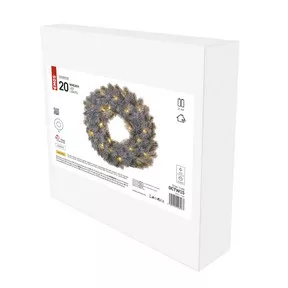 LED dekoráció – adventi koszorú, 40 cm, 2x AA, beltéri, meleg fehér, időzítő
