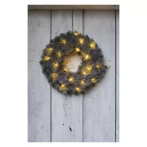 LED dekoráció – adventi koszorú, 40 cm, 2x AA, beltéri, meleg fehér, időzítő