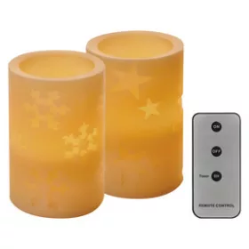   LED dekoráció – 2x viasz gyertya, 12,5 cm, 2x AA, távirányító, időzítő