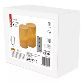 LED dekoráció – 2x viasz gyertya, 12,5 cm, 2x AA, távirányító, időzítő