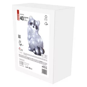 LED dekoráció – világító mosómedve, 28 cm, kültéri és beltéri, hideg fehér, időzítő