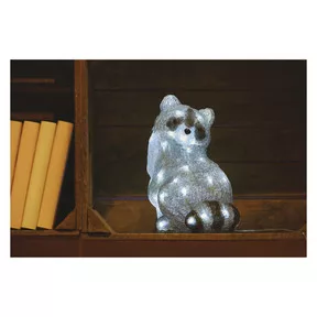 LED dekoráció – világító mosómedve, 28 cm, kültéri és beltéri, hideg fehér, időzítő