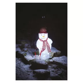LED karácsonyi hóember sállal és sapkával, 46 cm, kültéri és beltéri, hideg fehér, időzítő