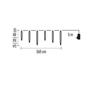 LED karácsonyi girland – jégcsapok, 6 db, 2 m, kültérre és beltérre, hideg fehér