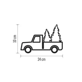 LED dekoráció – Télapó autóban karácsonyfákkal, 10 cm, 3x AA, beltéri, többszínű