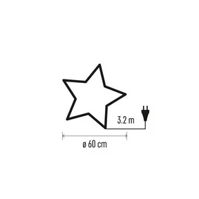 LED papírcsillag, függeszthető, ezüst csillámporos középen, fehér, 60 cm, beltéri