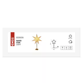 LED papírcsillag, aranyszínű talppal, 45 cm, beltéri