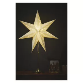 LED papírcsillag, aranyszínű talppal, 45 cm, beltéri