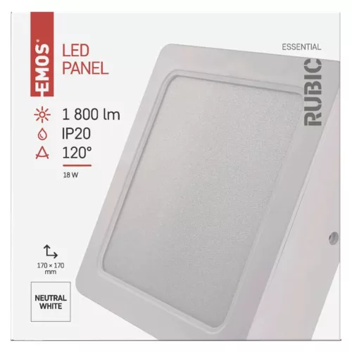 LED süllyesztett lámpatest RUBIC, négyzet, fehér, 24W, természetes fehér